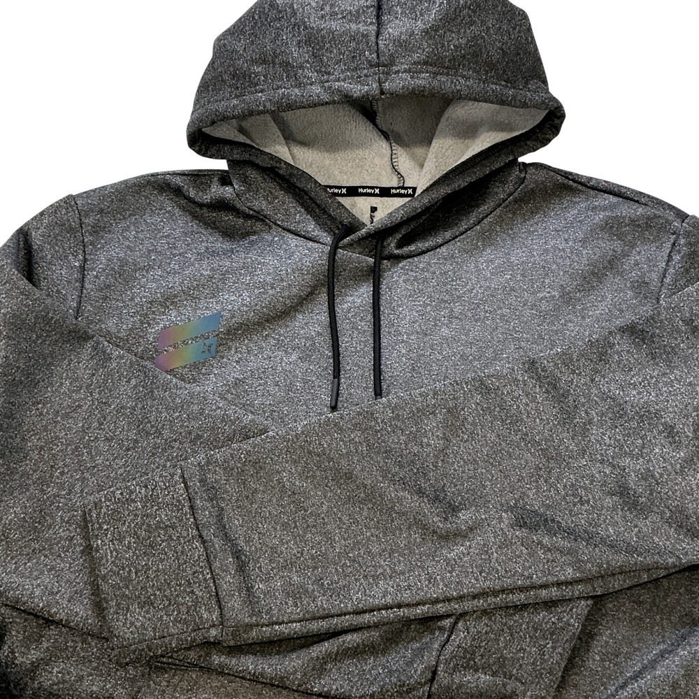 Hurley Gray Speckled Hoodie Pullover Sweatshirt‎ Rainbow Emblem Men's Size M
